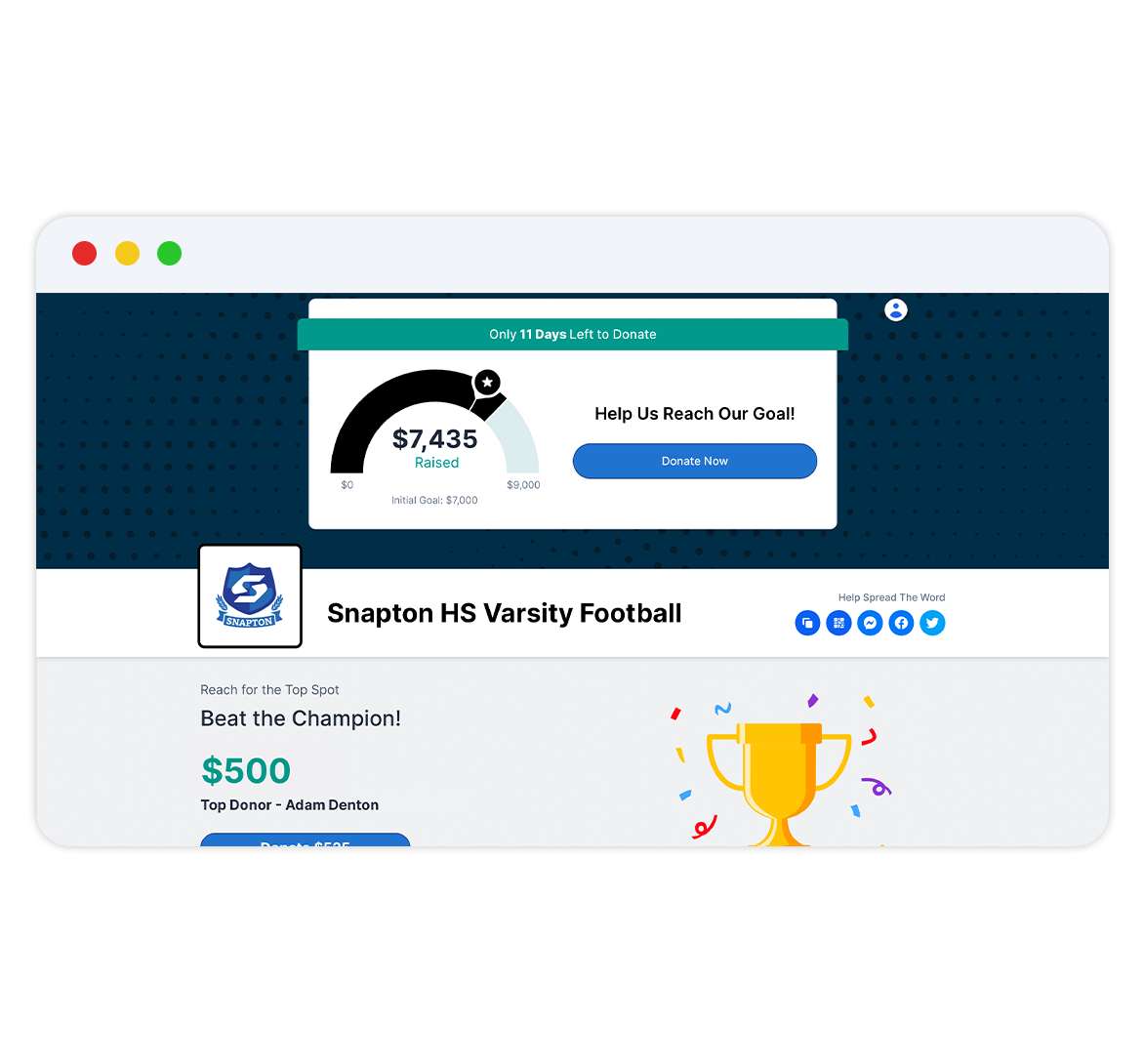 Snap! Raise fundraising page