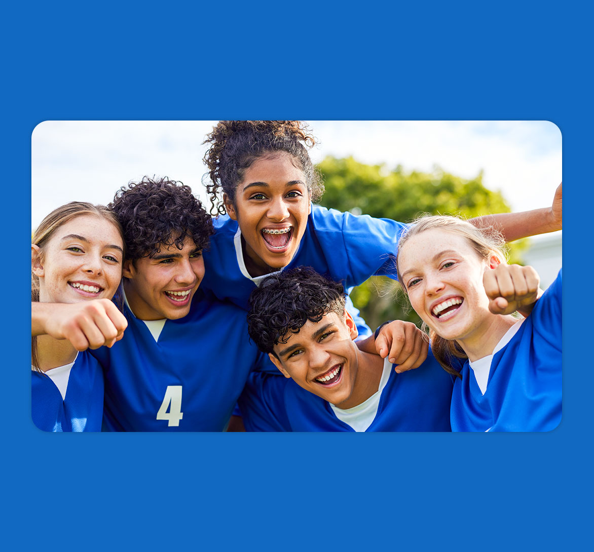 Photograph of happy student athletes