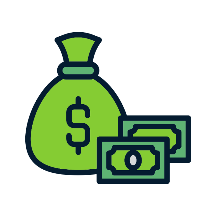 moneybag and cash icon