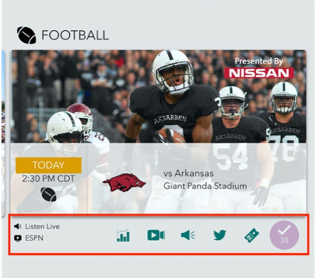 FanX screenshot of a football schedule