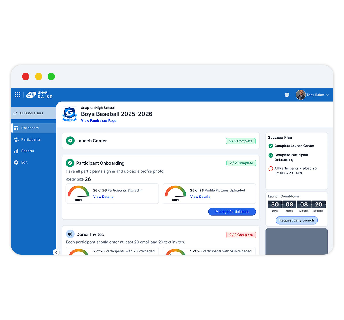 How Snap! Raise Works Group Leader Dashboard