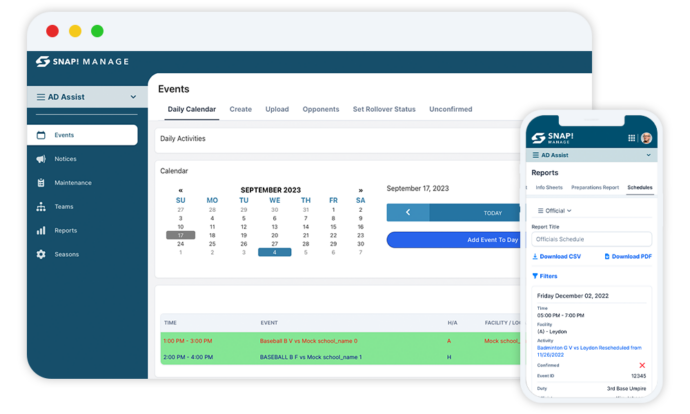 Administrative management solution desktop and phone screen