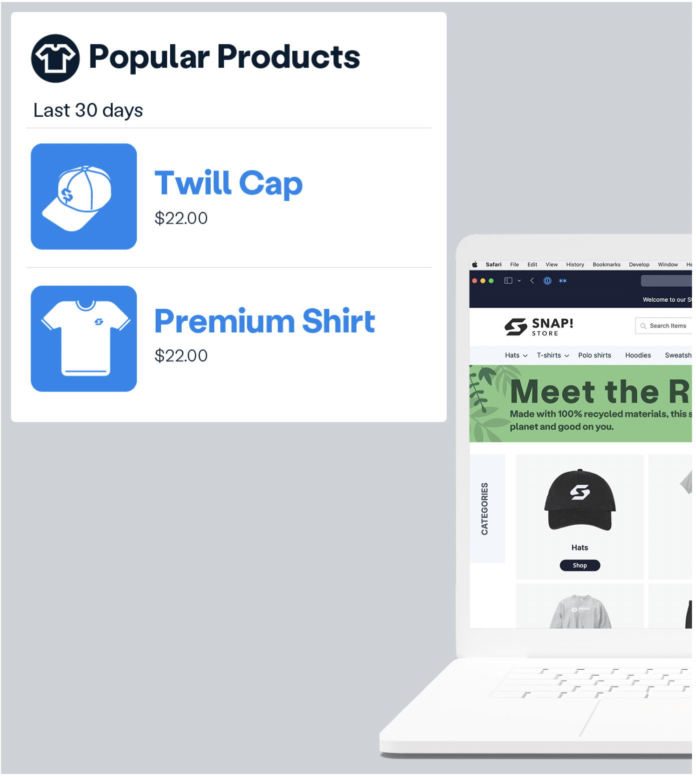 screenshot of popular products