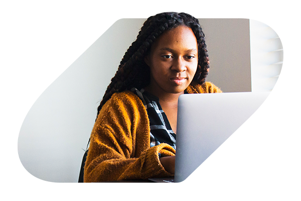 Woman looking at a computer