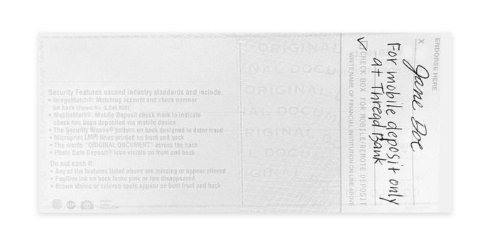 Image of the back of an endorsed check
