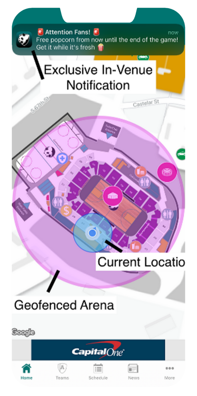 Map of venue on iphone screen