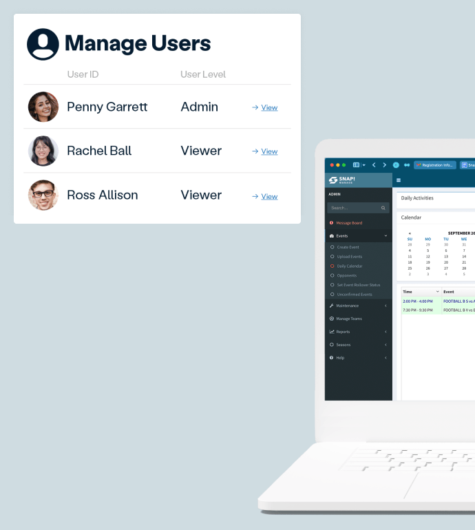 manage users screen shot image